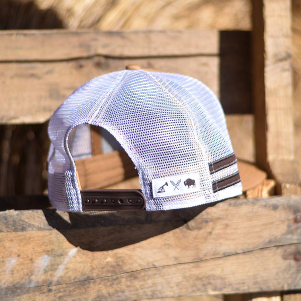 Unisex - Stripe Trucker - Caramel / Brown / White