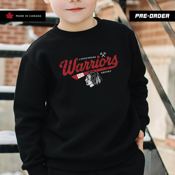 Kids / Youth - Langenburg Warriors Crew Sweater - Black
