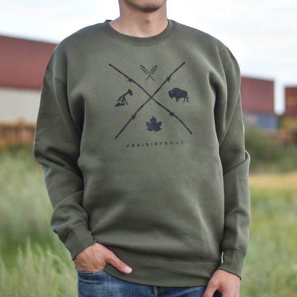 Unisex - Barb Wire Crew Sweater - Army