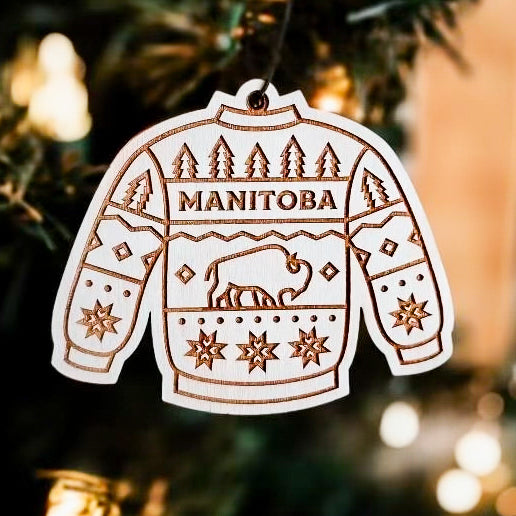 Decor - Manitoba Sweater Ornament - Wood