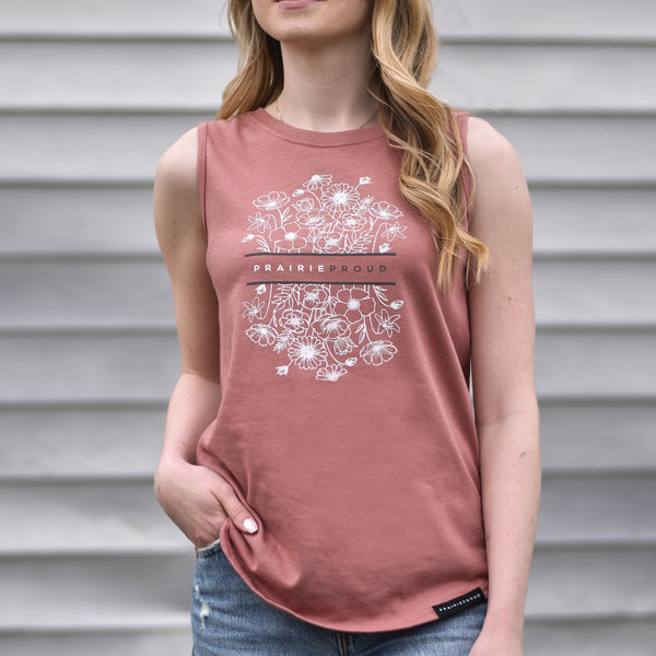 Ladies - Wildflowers Scoop Tank - Dusty Rose