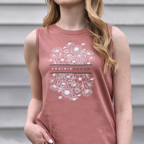 Ladies - Wildflowers Scoop Tank - Dusty Rose