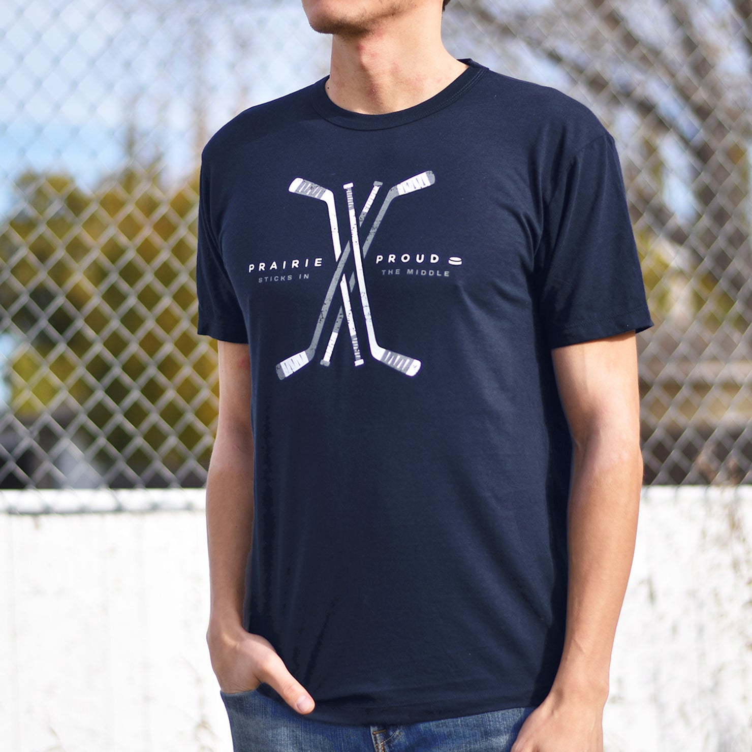 Unisex - Sticks in the Middle Crew T - Navy
