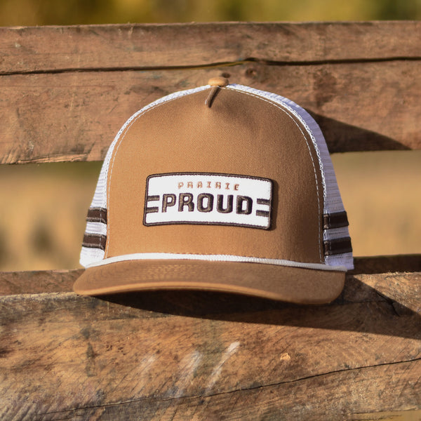 Unisex - Stripe Trucker - Caramel / Brown / White