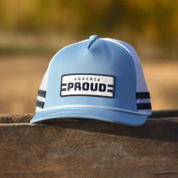 Unisex - Stripe Trucker - Sky / Navy / White