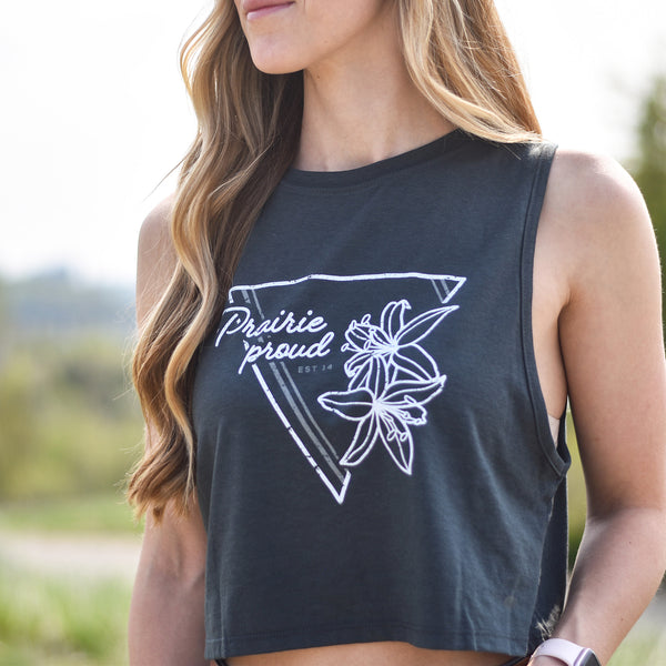 Ladies - Lily 2.0 Crop Tank - Charcoal