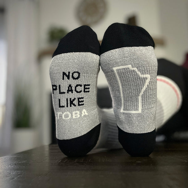 Unisex - No Place Like Toba - Padded Crew Sock - Grey / Black